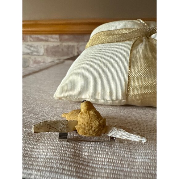 Vintage Angel Dog Canine Brooch  Pin With Wings Golden Accents Memorial - Picture 8 of 13